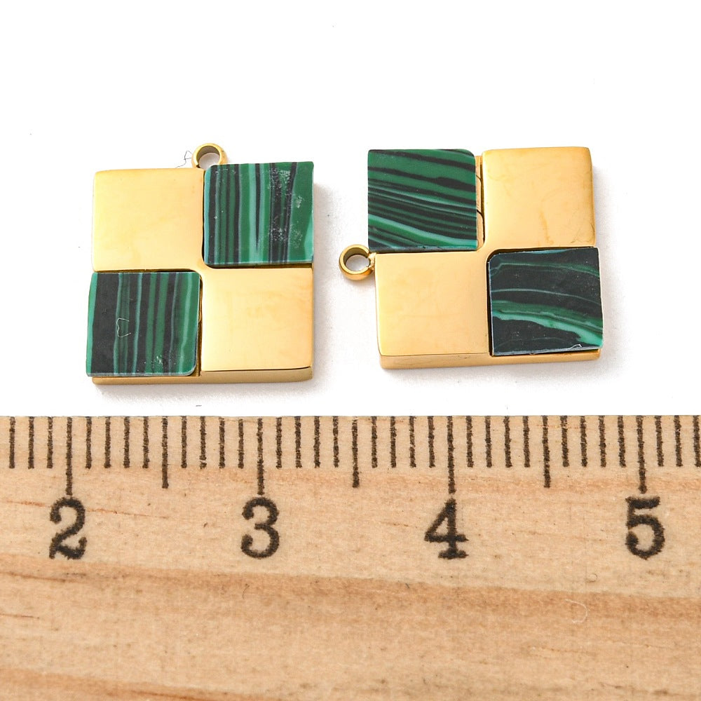 Green and Gold Checker Charm