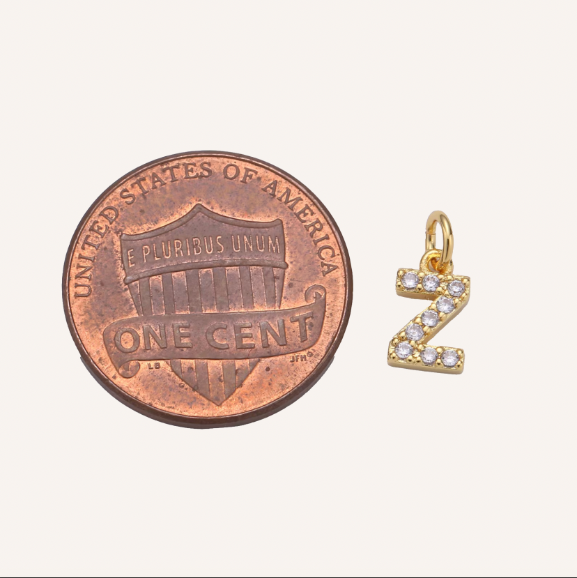 Gold Pave Initial Charm