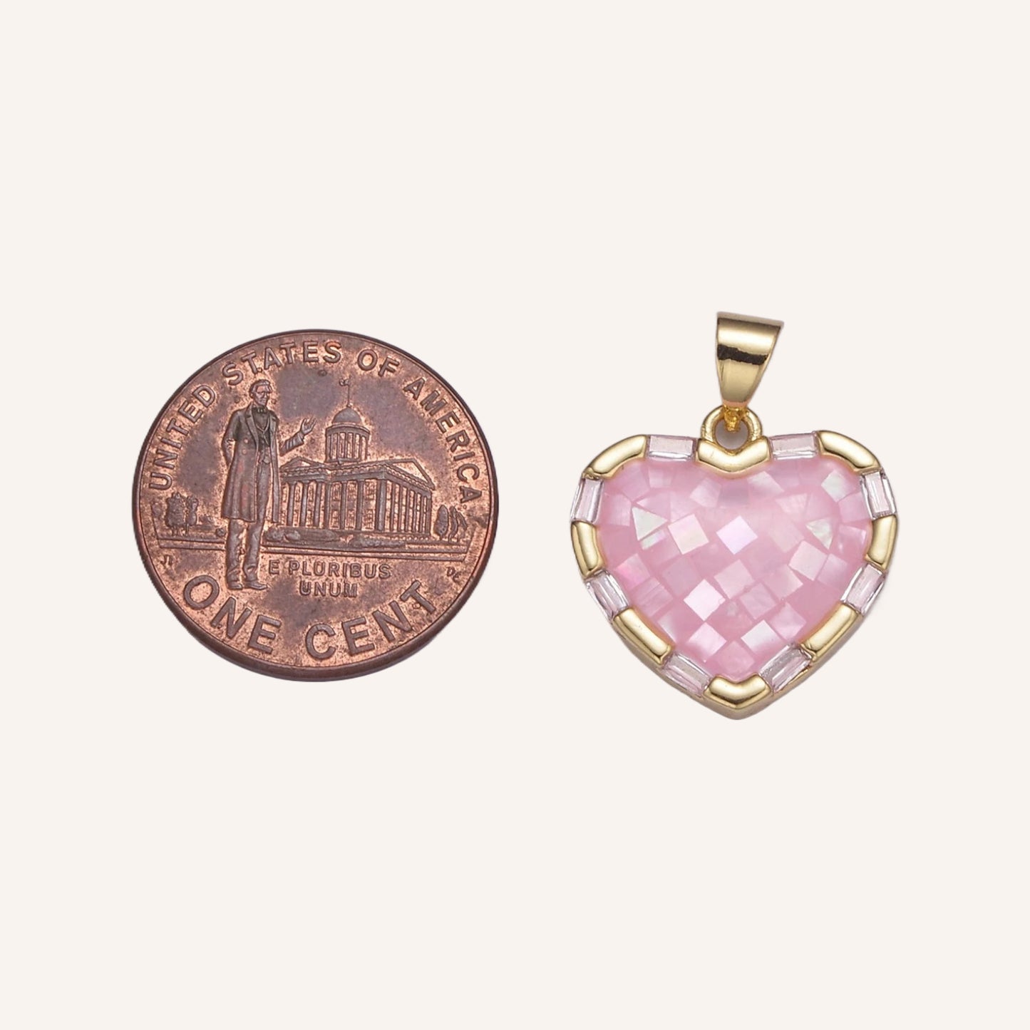 Gold Pearl Pink Heart
