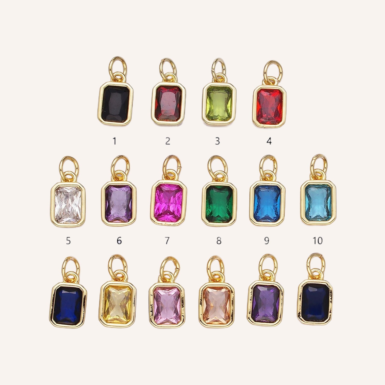 アクセサリー lui jewelry square stone charm M Square Birthstone Charm – Luxe Links Michigan