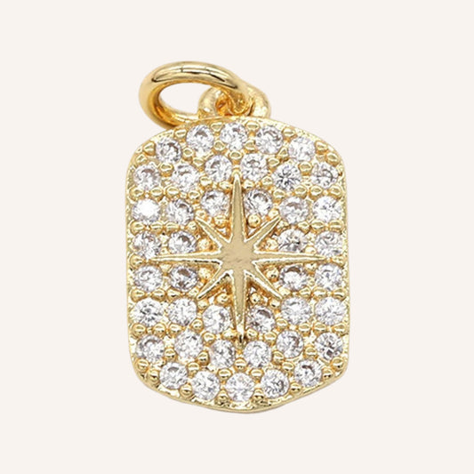 12.5x8mm Pave Gold Star Charm