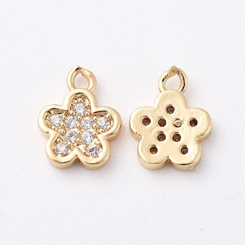 Mini Clear and Gold Floral Charm