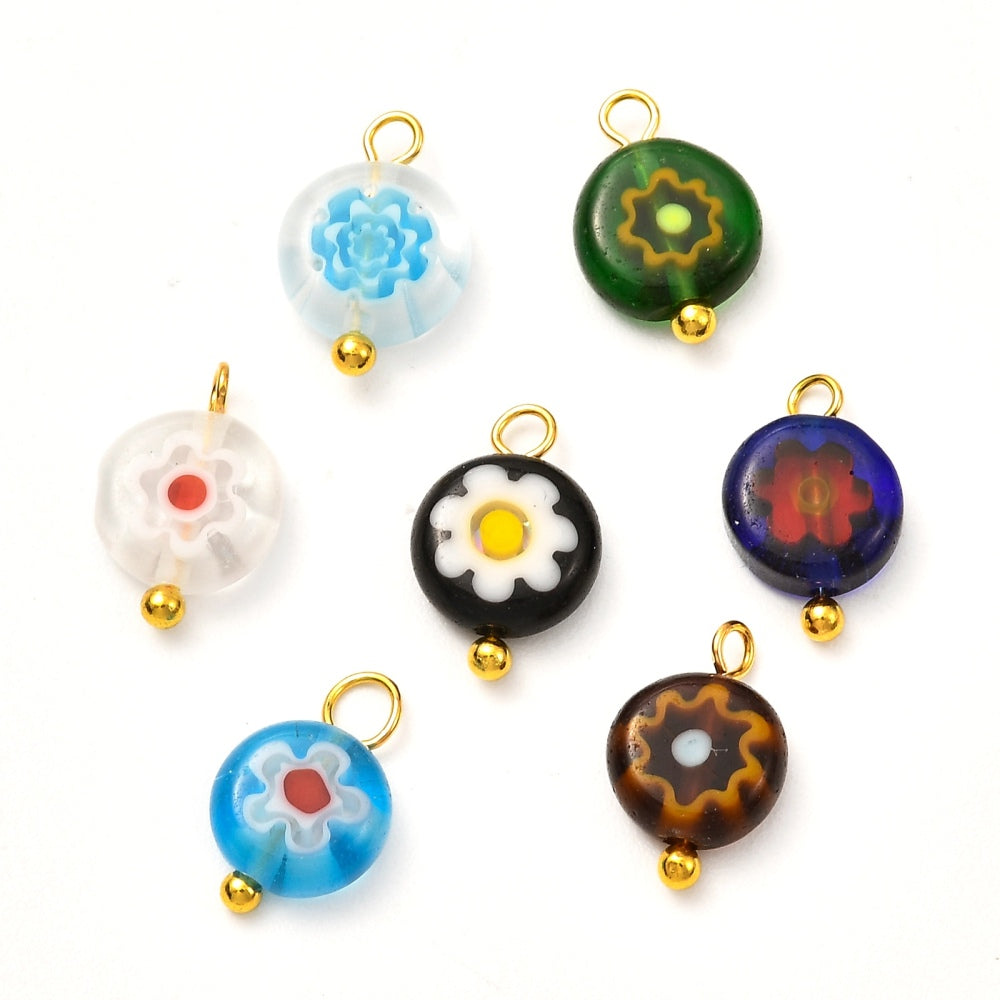 Floral Glass Bead Charms