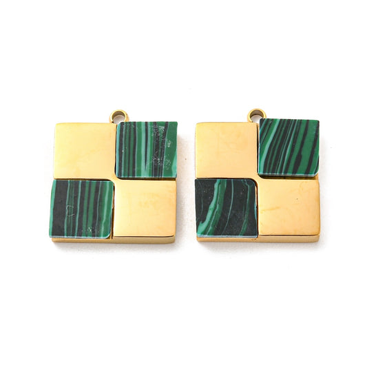 Green and Gold Checker Charm