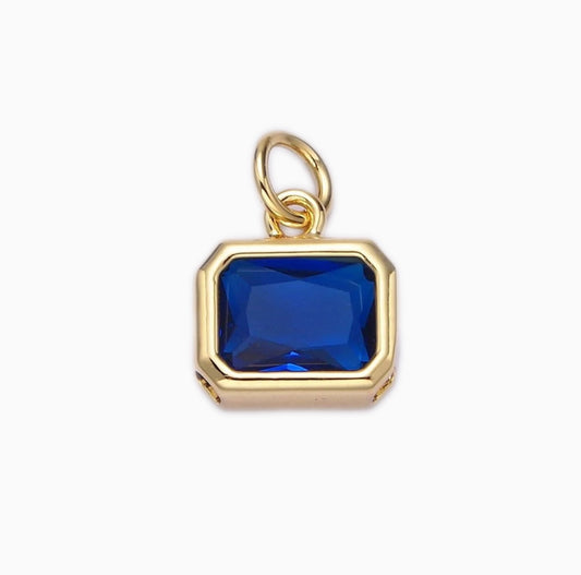Blue Rectangle Gem Stone Charm