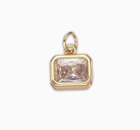 White/Clear Rectangle Gem Stone Charm