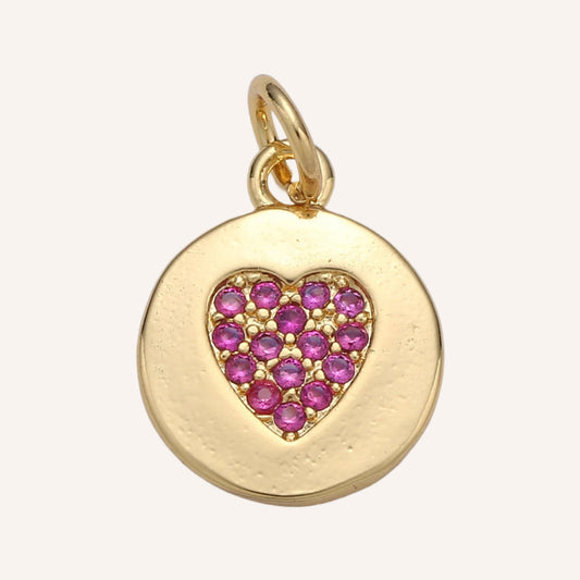 Dainty Circle Pink Heart
