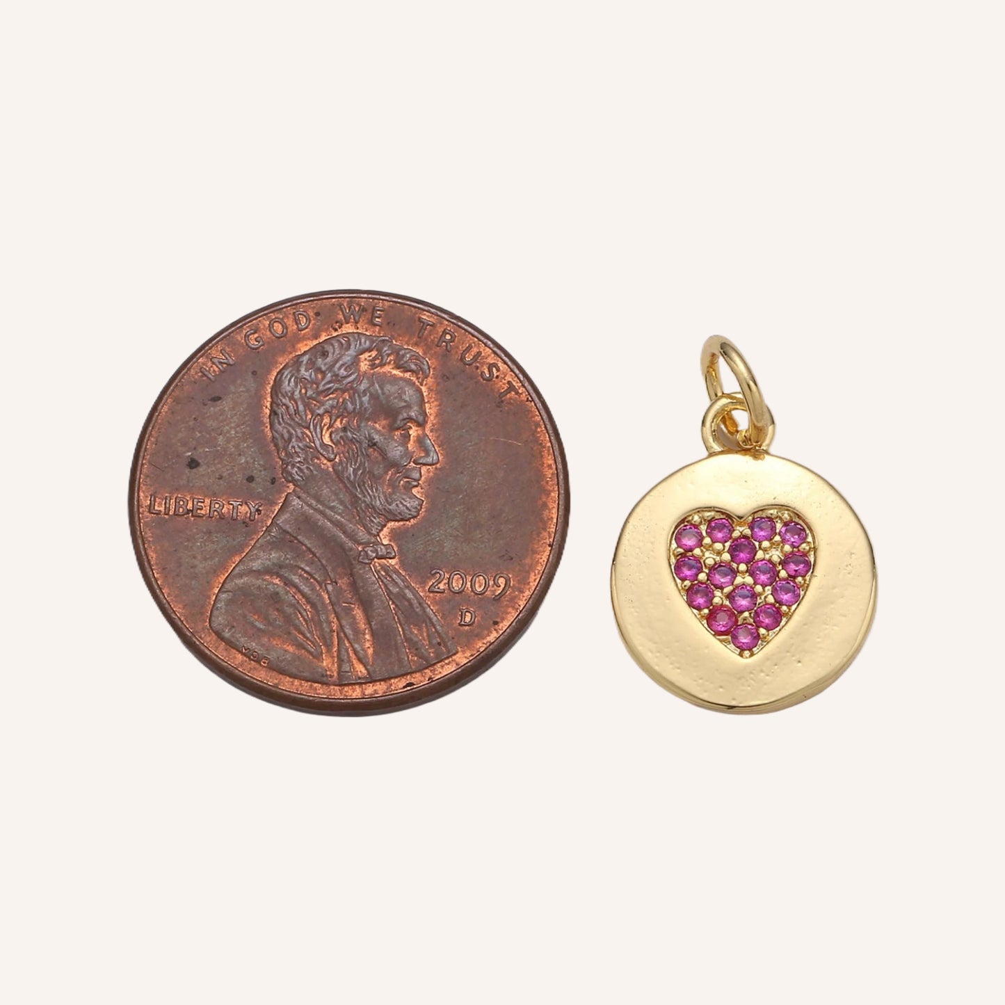 Dainty Circle Pink Heart