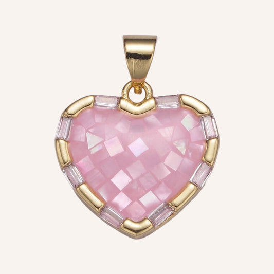 Gold Pearl Pink Heart