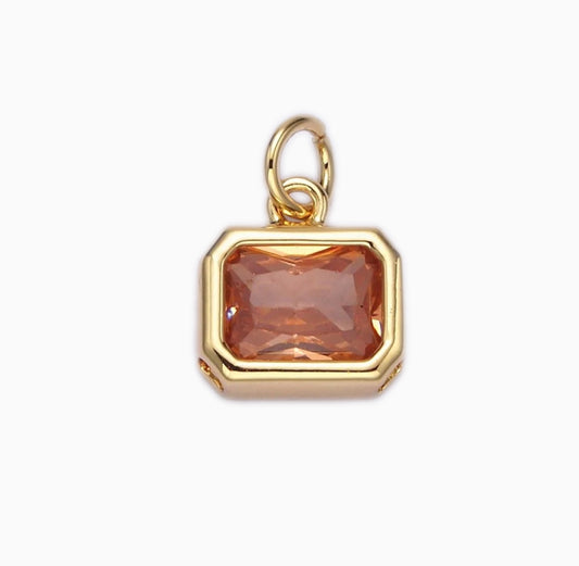Orange Rectangle Gem Stone Charm