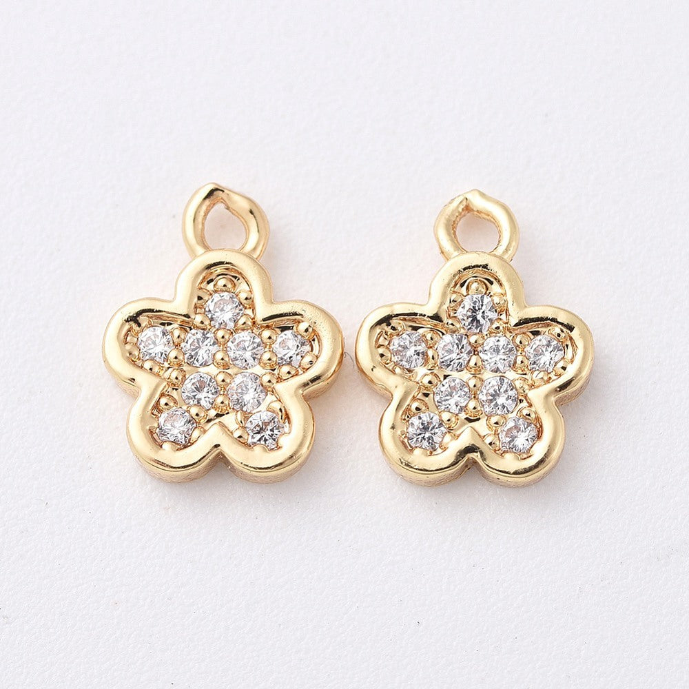 Mini Clear and Gold Floral Charm