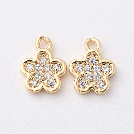 Mini Clear and Gold Floral Charm