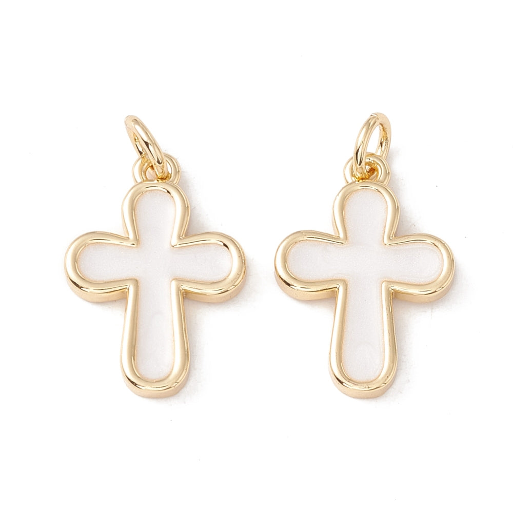 White Enamel Cross Charm