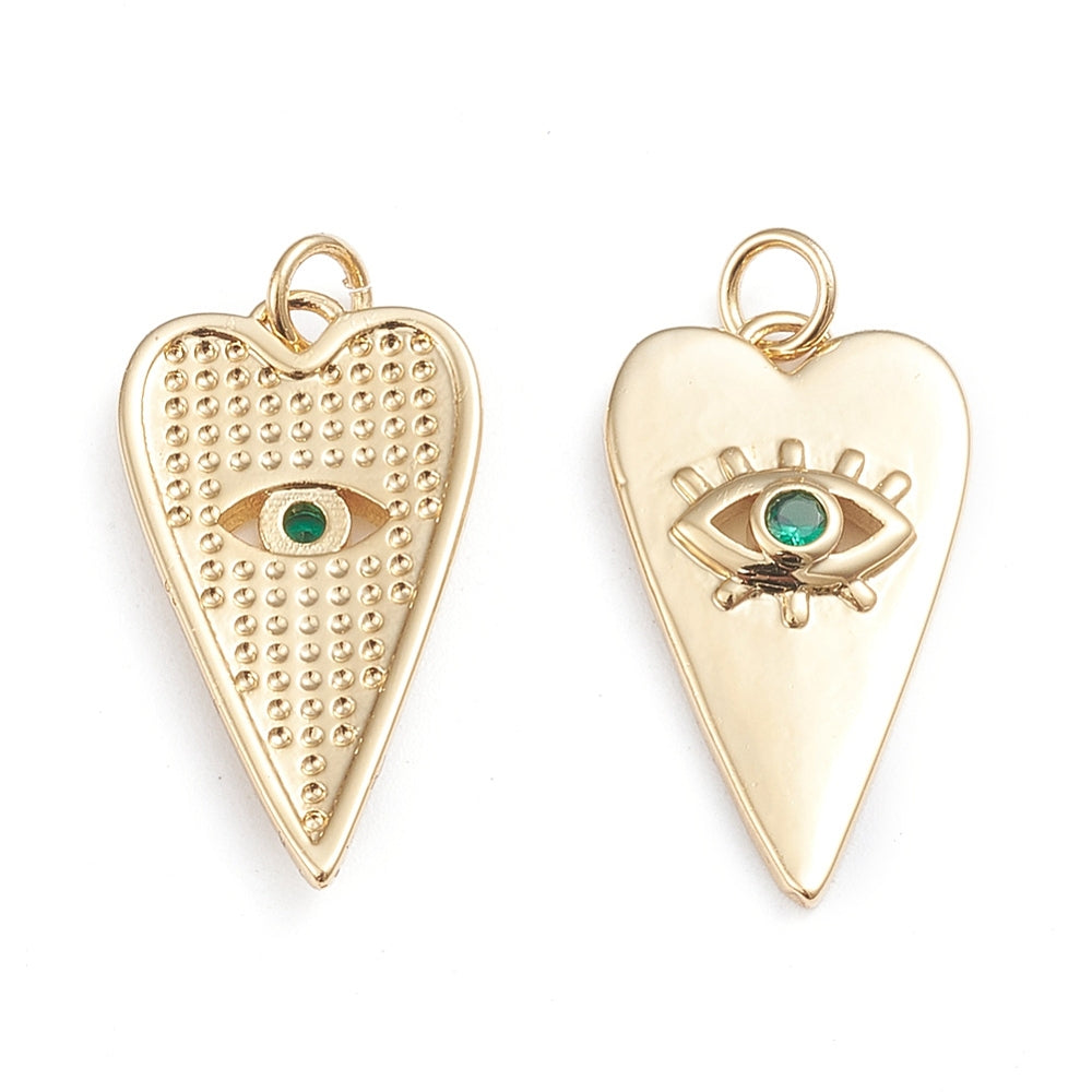 Heart and Green Eye Pendant